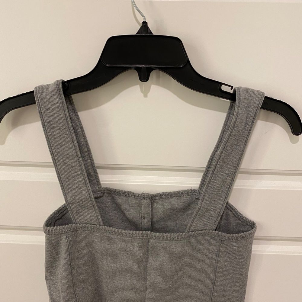 Abercrombie & Fitch Ribbed Henley Crop Tank Top Gray Square Neck Women's Medium - Picture 5 of 7